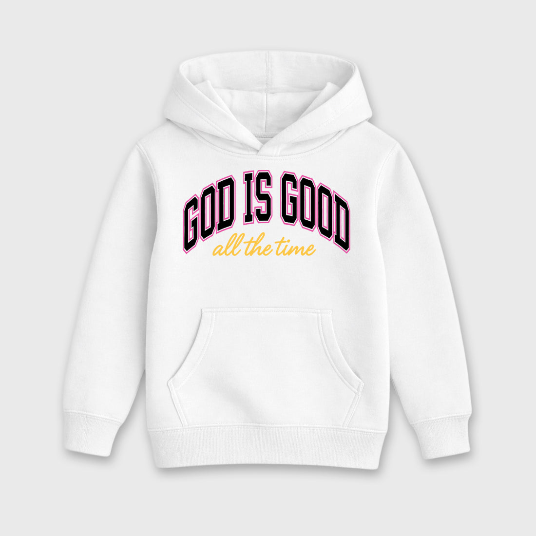 God Is Good Baby & Kids Graphic Hoodie featuring original artwork designed to match the Air Jordan 4 Comic. White 2 Kids Graphic Sweater.