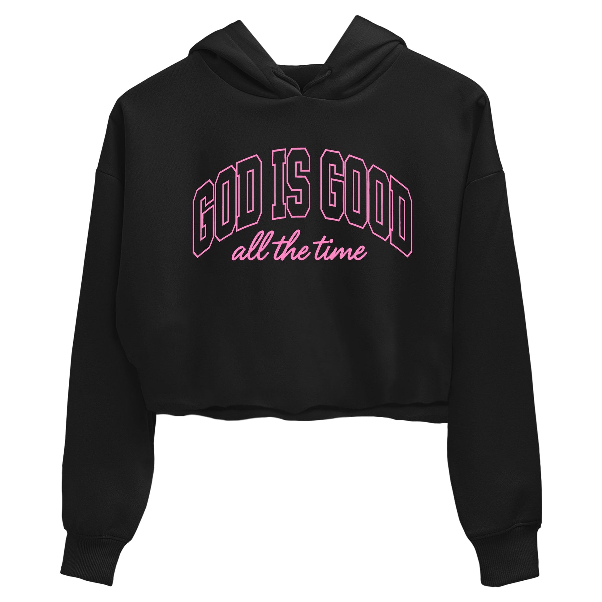 Perfect Valentine's Day Gifts graphic tee  – Sneaker Tees To Match Air Jordan 4 Pink Thunder – God Is Good Crop T-Shirt Black 2