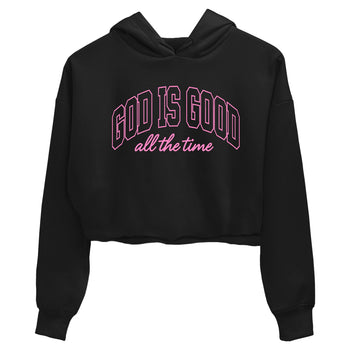 Perfect Valentine's Day Gifts graphic tee  – Sneaker Tees To Match Air Jordan 4 Pink Thunder – God Is Good Crop T-Shirt Black 2