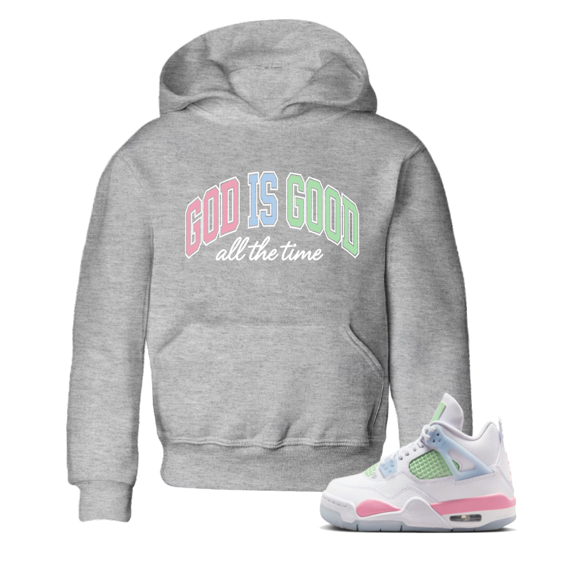 Best Sneakerfits graphic tee – Perfect Valentine's Day outfits to match Air Jordan 4 Valentines Day Kids – God Is Good Kids T-Shirt Heather Grey 1