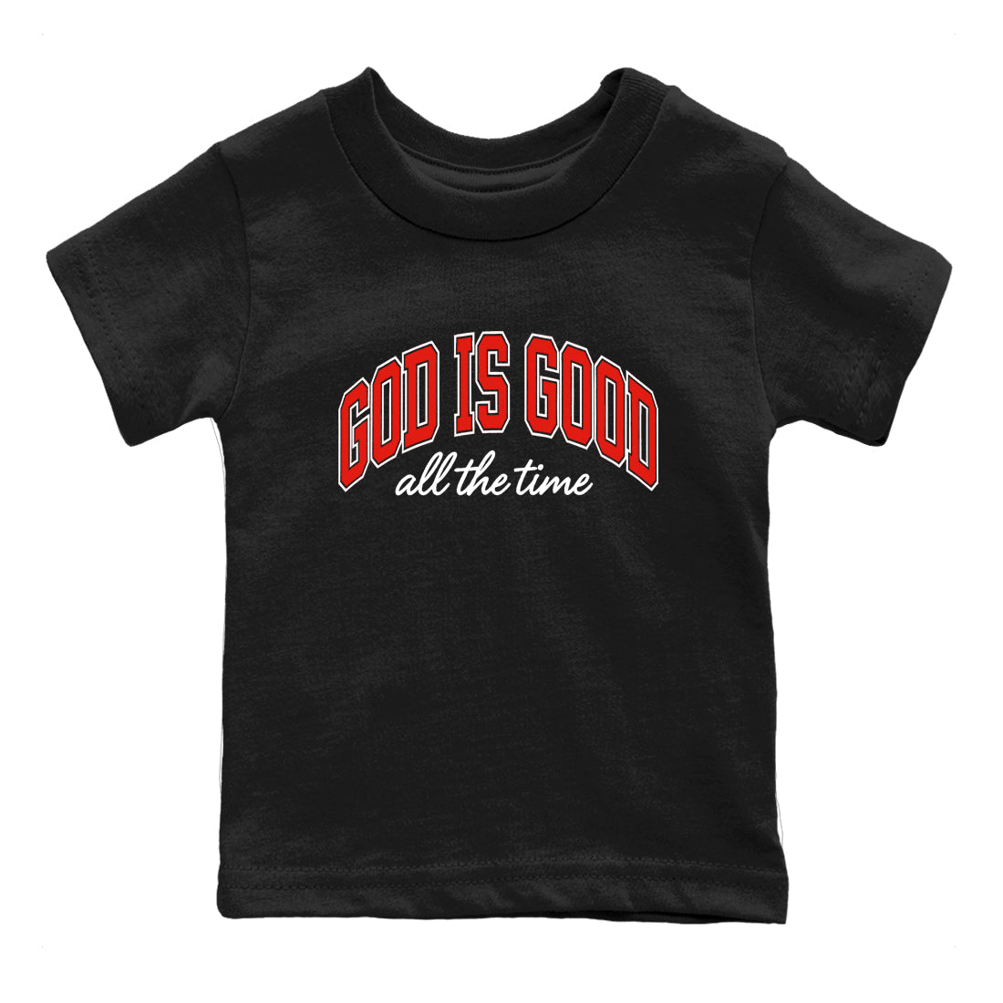 Perfect Valentine's Day Gifts graphic tee  – Sneaker Tees To Match Air Jordan 6 Reverse Infrared – God Is Good Kids Graphic T-Shirt Black 2
