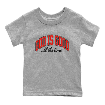 Perfect Valentine's Day Gifts graphic tee  – Sneaker Tees To Match Air Jordan 6 Reverse Infrared – God Is Good Kids Graphic T-Shirt Heather Grey 2