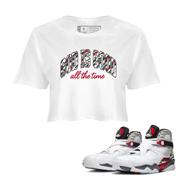 Sneaker match tees – Sneaker Tees To Match Air Jordan 8 Bunny Shoes Air Jordan 8 White and True Red – God Is Good Crop T-Shirt White 1