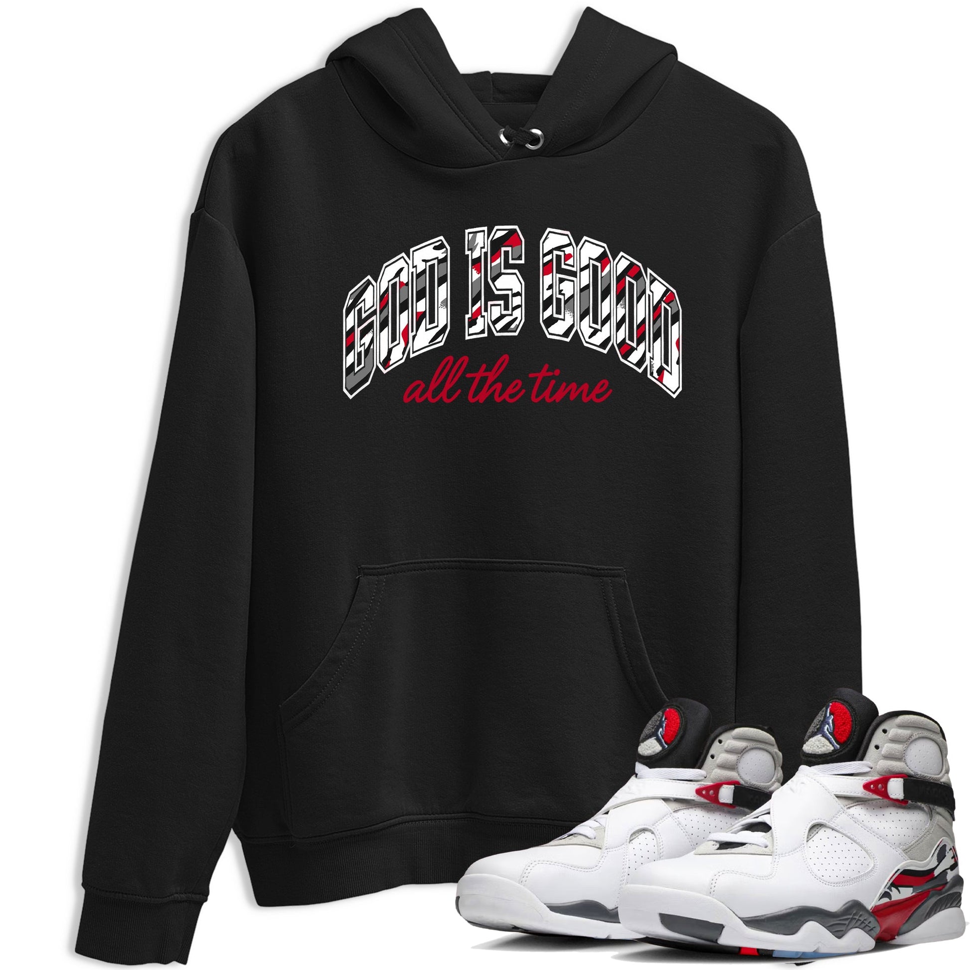 Sneaker match tees – Sneaker Tees To Match Air Jordan 8 Bunny Shoes Air Jordan 8 White and True Red – God Is Good Tee Black 1