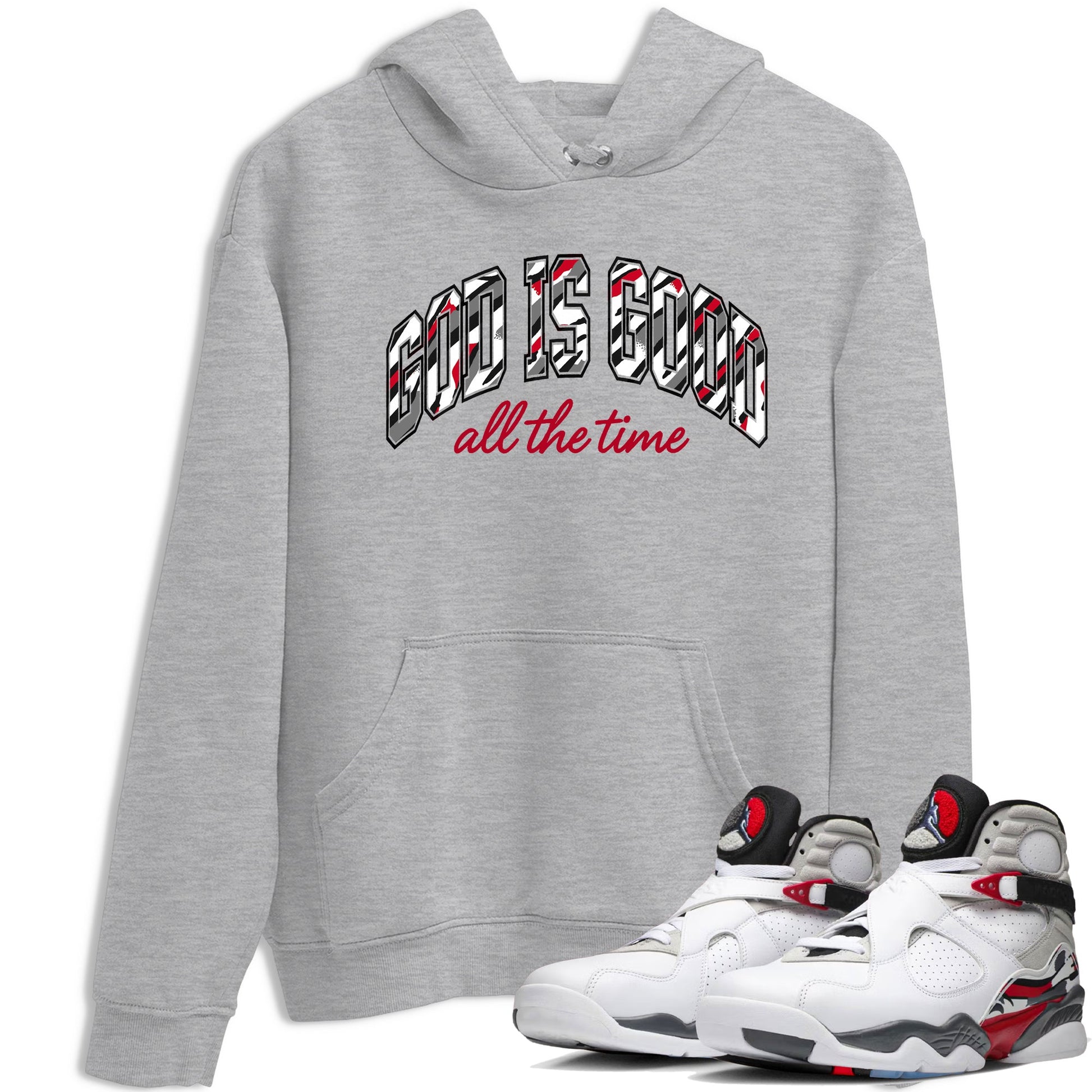 Sneaker match tees – Sneaker Tees To Match Air Jordan 8 Bunny Shoes Air Jordan 8 White and True Red – God Is Good Tee Heather Grey 1