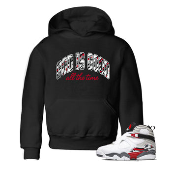 Sneaker match tees – Sneaker Tees To Match Air Jordan 8 Bunny Shoes Air Jordan 8 White and True Red – God Is Good Kids T-Shirt Black 1