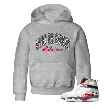 Sneaker match tees – Sneaker Tees To Match Air Jordan 8 Bunny Shoes Air Jordan 8 White and True Red – God Is Good Kids T-Shirt Heather Grey 1