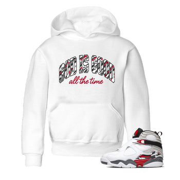 Sneaker match tees – Sneaker Tees To Match Air Jordan 8 Bunny Shoes Air Jordan 8 White and True Red – God Is Good Kids T-Shirt White 1
