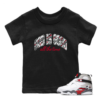 Sneaker match tees – Sneaker Tees To Match Air Jordan 8 Bunny Shoes Air Jordan 8 White and True Red – God Is Good Kids T-Shirt Black 1
