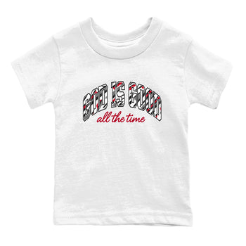 Sneaker match tees – Sneaker Tees To Match Air Jordan 8 Bunny Shoes Air Jordan 8 White and True Red – God Is Good Kids T-Shirt White 2