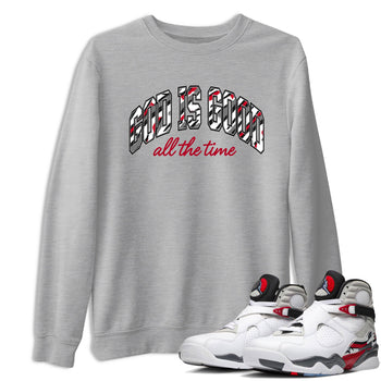 Sneaker match tees – Sneaker Tees To Match Air Jordan 8 Bunny Shoes Air Jordan 8 White and True Red – God Is Good Tee Heather Grey 1