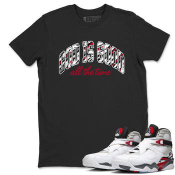Sneaker match tees – Sneaker Tees To Match Air Jordan 8 Bunny Shoes Air Jordan 8 White and True Red – God Is Good Tee Black 1
