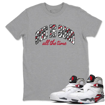 Sneaker match tees – Sneaker Tees To Match Air Jordan 8 Bunny Shoes Air Jordan 8 White and True Red – God Is Good Tee Heather Grey 1