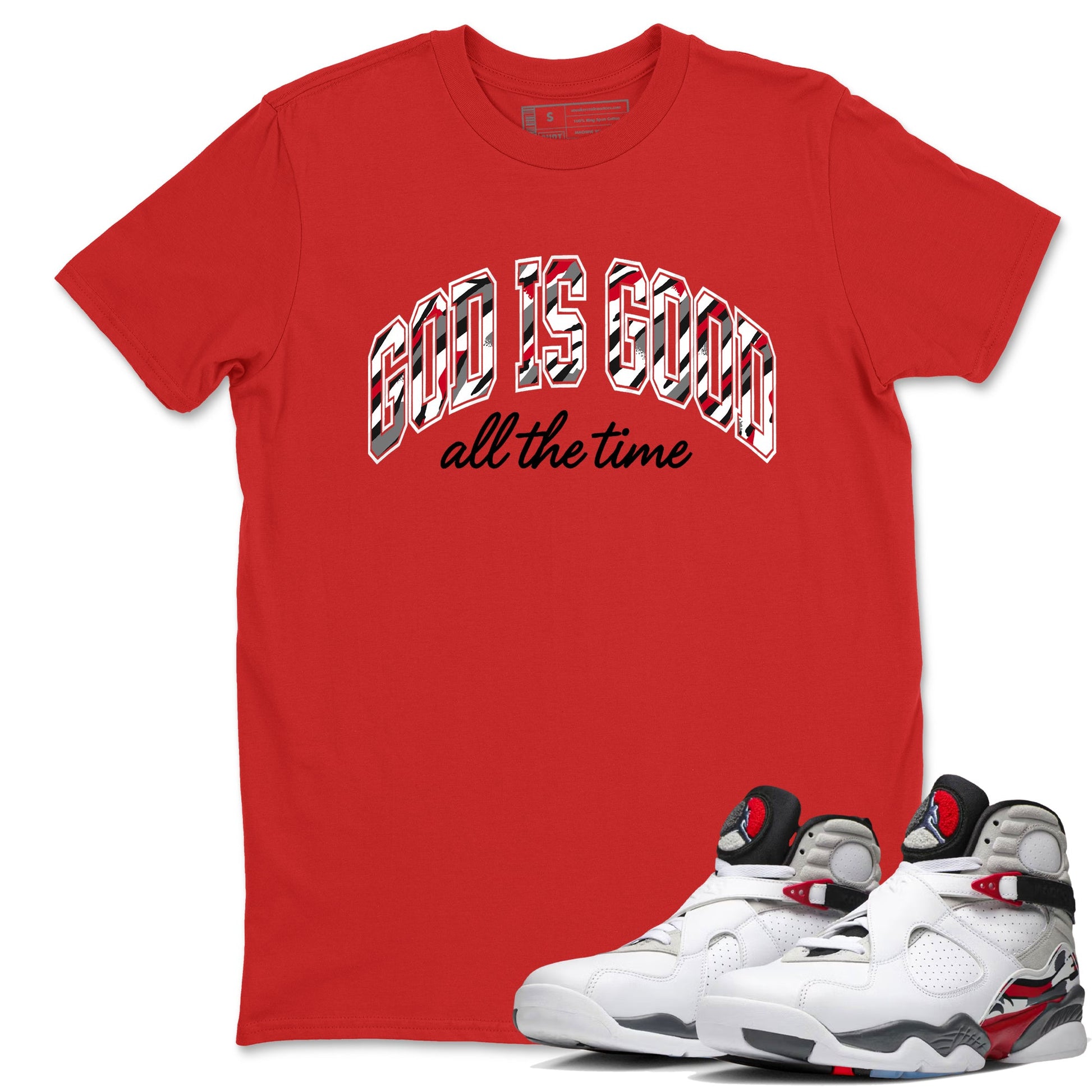 Sneaker match tees – Sneaker Tees To Match Air Jordan 8 Bunny Shoes Air Jordan 8 White and True Red – God Is Good Tee Red 1