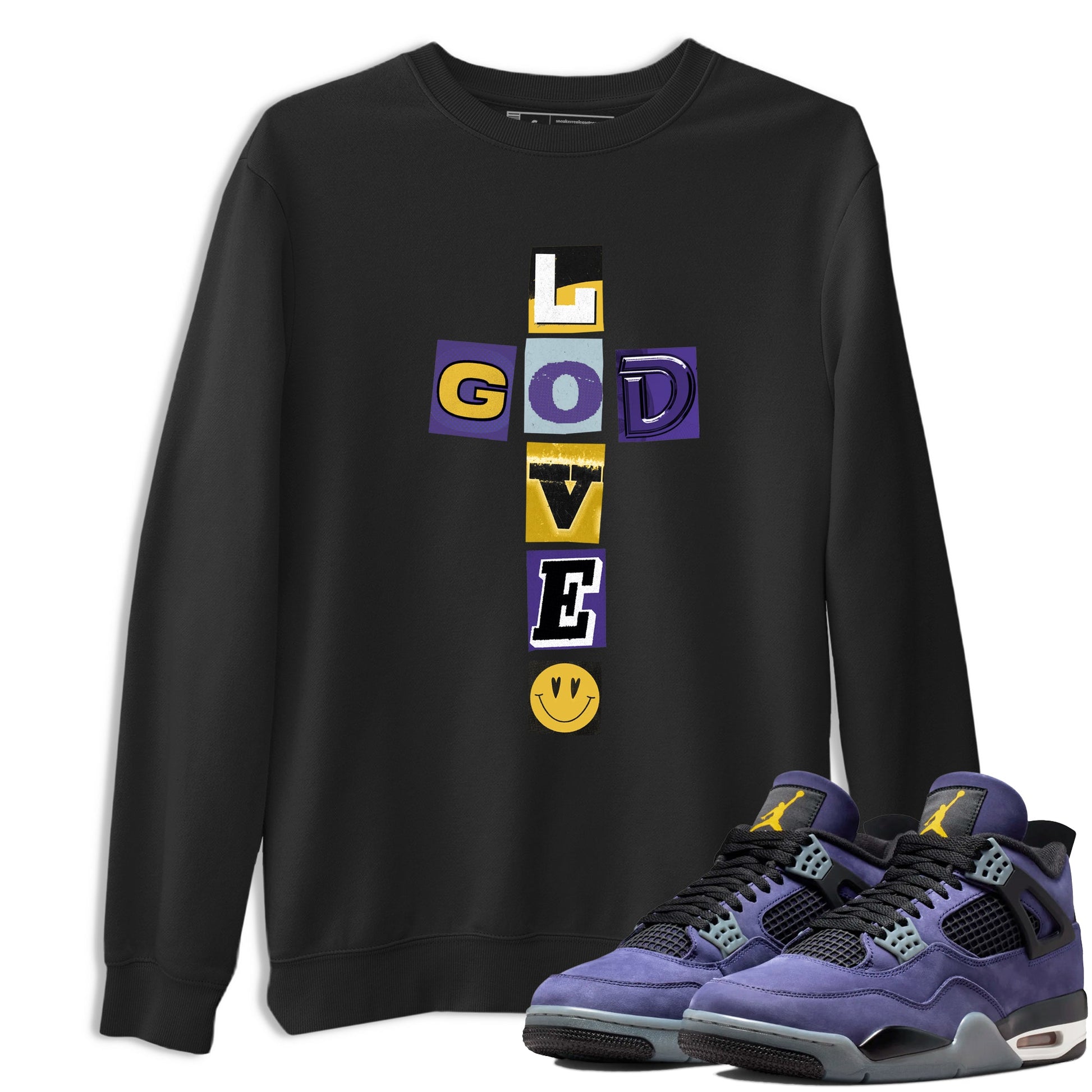 Best Sneakerfits graphic tee – Los Angeles Basketball Tees To Match Air Jordan 4 Lakeshow – God Love Tee Black 1