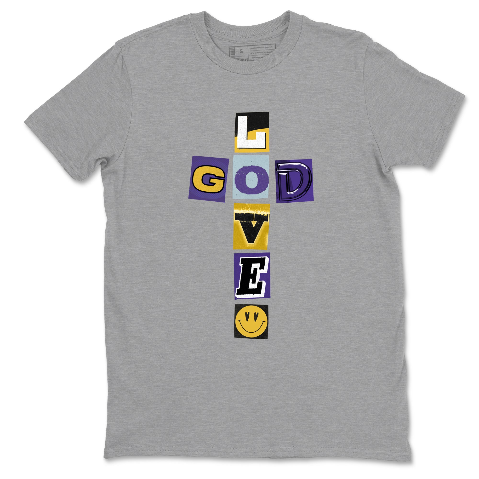 Best Sneakerfits graphic tee – Los Angeles Basketball Tees To Match Air Jordan 4 Lakeshow – God Love Tee Heather Grey 2