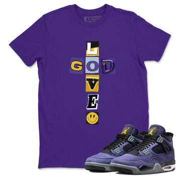 Best Sneakerfits graphic tee – Los Angeles Basketball Tees To Match Air Jordan 4 Lakeshow – God Love Tee Purple 1