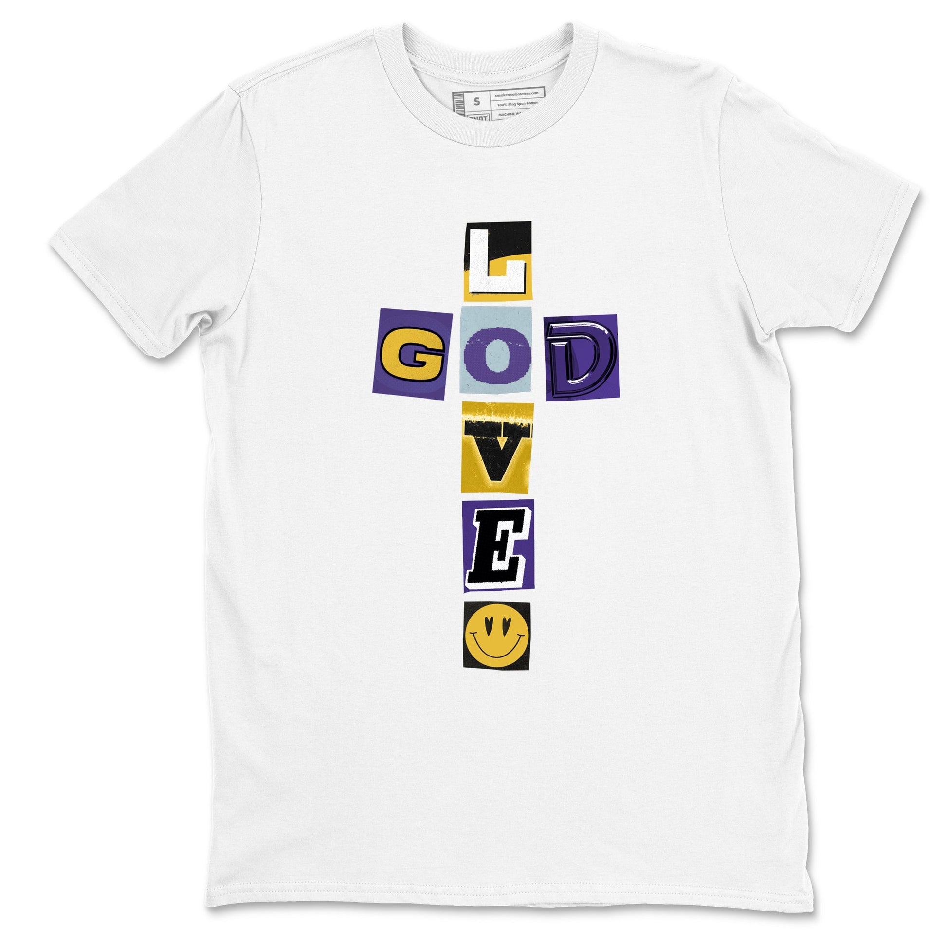 Best Sneakerfits graphic tee – Los Angeles Basketball Tees To Match Air Jordan 4 Lakeshow – God Love Tee White 2