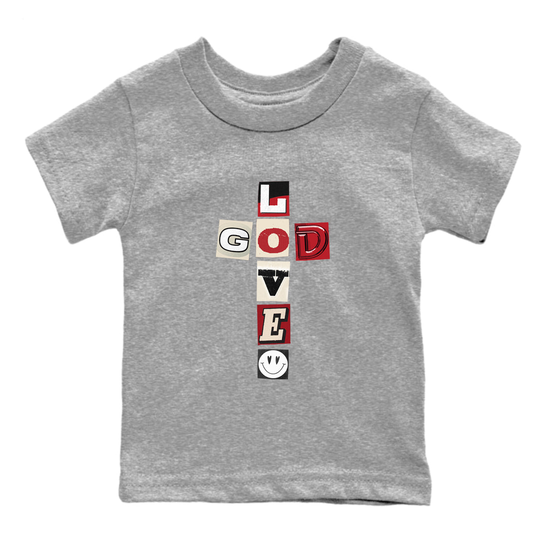 Best Sneakerfits graphic tee – Perfect Valentine's Day outfits to match Air Jordan 4 Valentines Day – God Love Kids T-Shirt Heather Grey 2