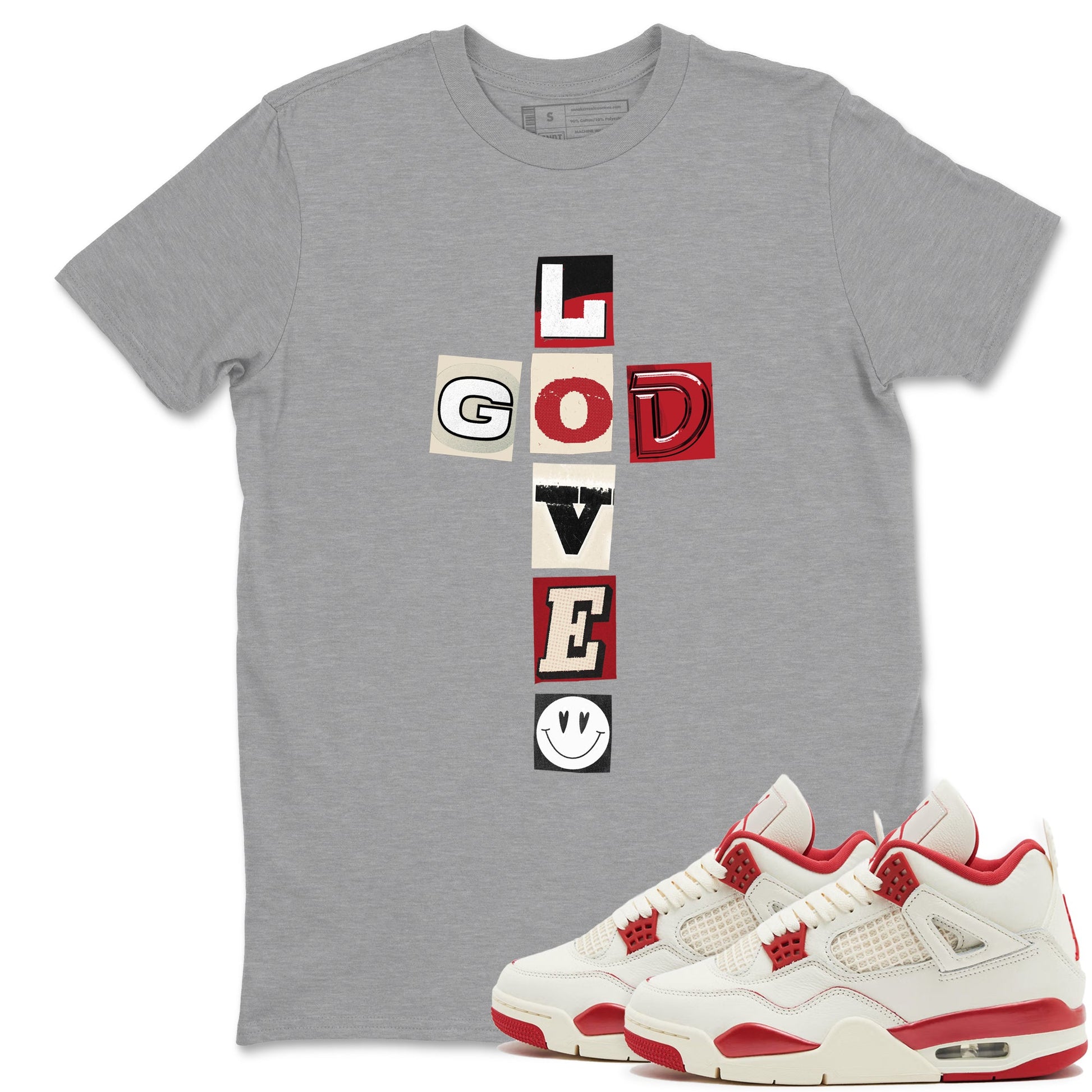Best Sneakerfits graphic tee – Perfect Valentine's Day outfits to match Air Jordan 4 Valentines Day – God Love Tee Heather Grey 1