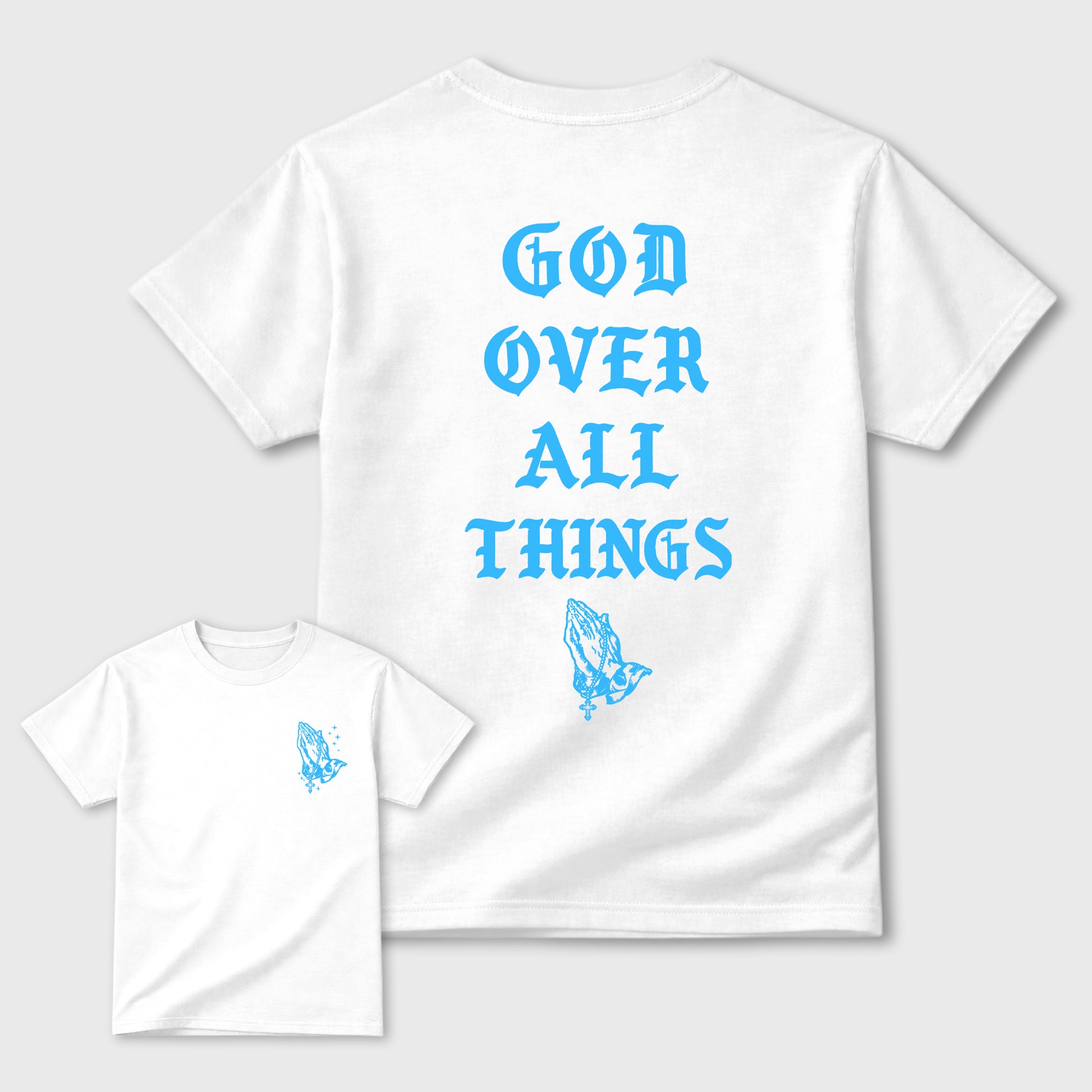 God Over All Things sneaker match t-shirt styled to complete your fit with the sneakers, Double side graphic tee. shown in White.
