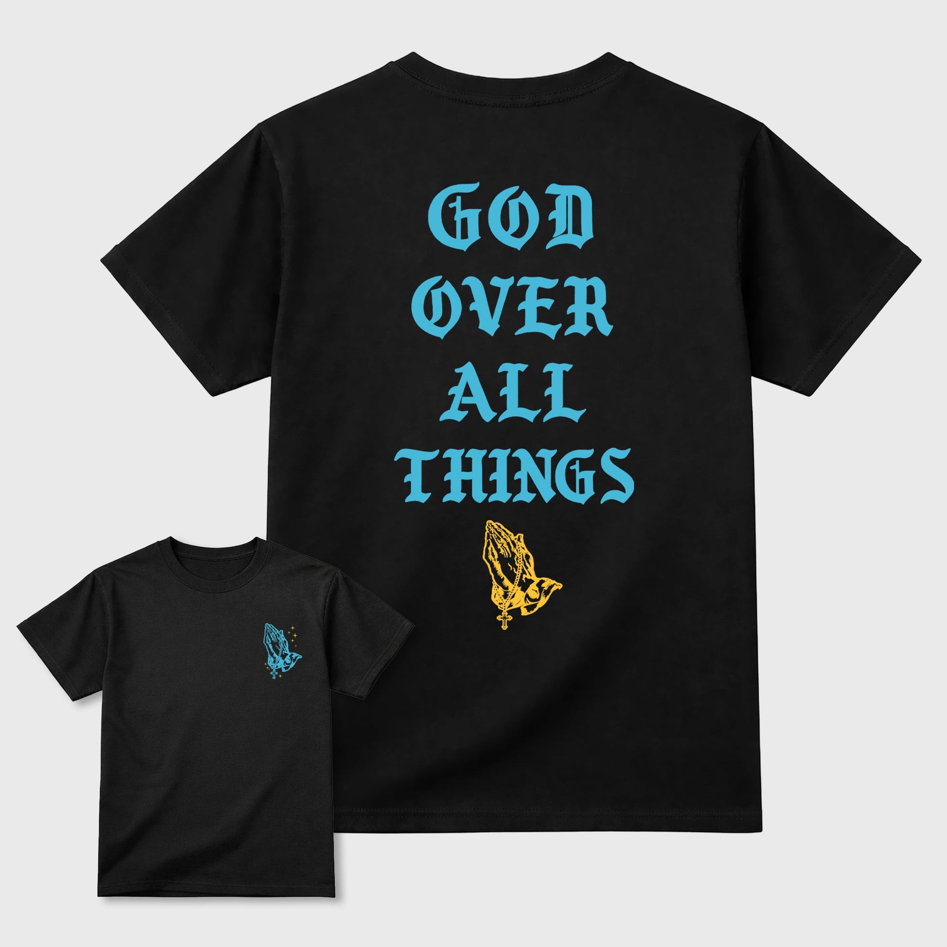 God Over All Things sneaker match t-shirt styled to complete your fit with the 11s Gamma sneakers, shown in Black.
