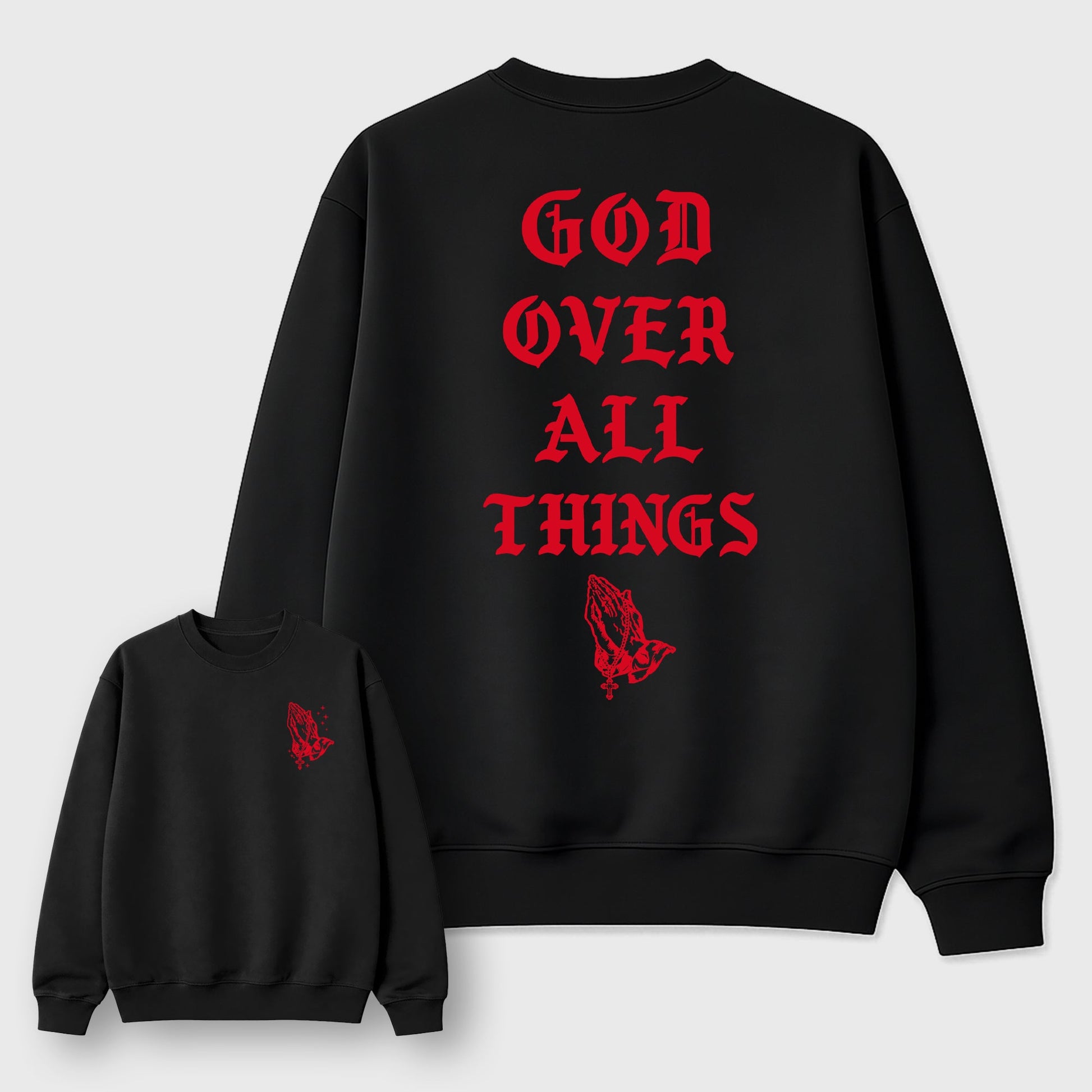 God Over All Things sneaker match t-shirt styled to complete your fit with the 13s Chicago sneakers, shown in Black.