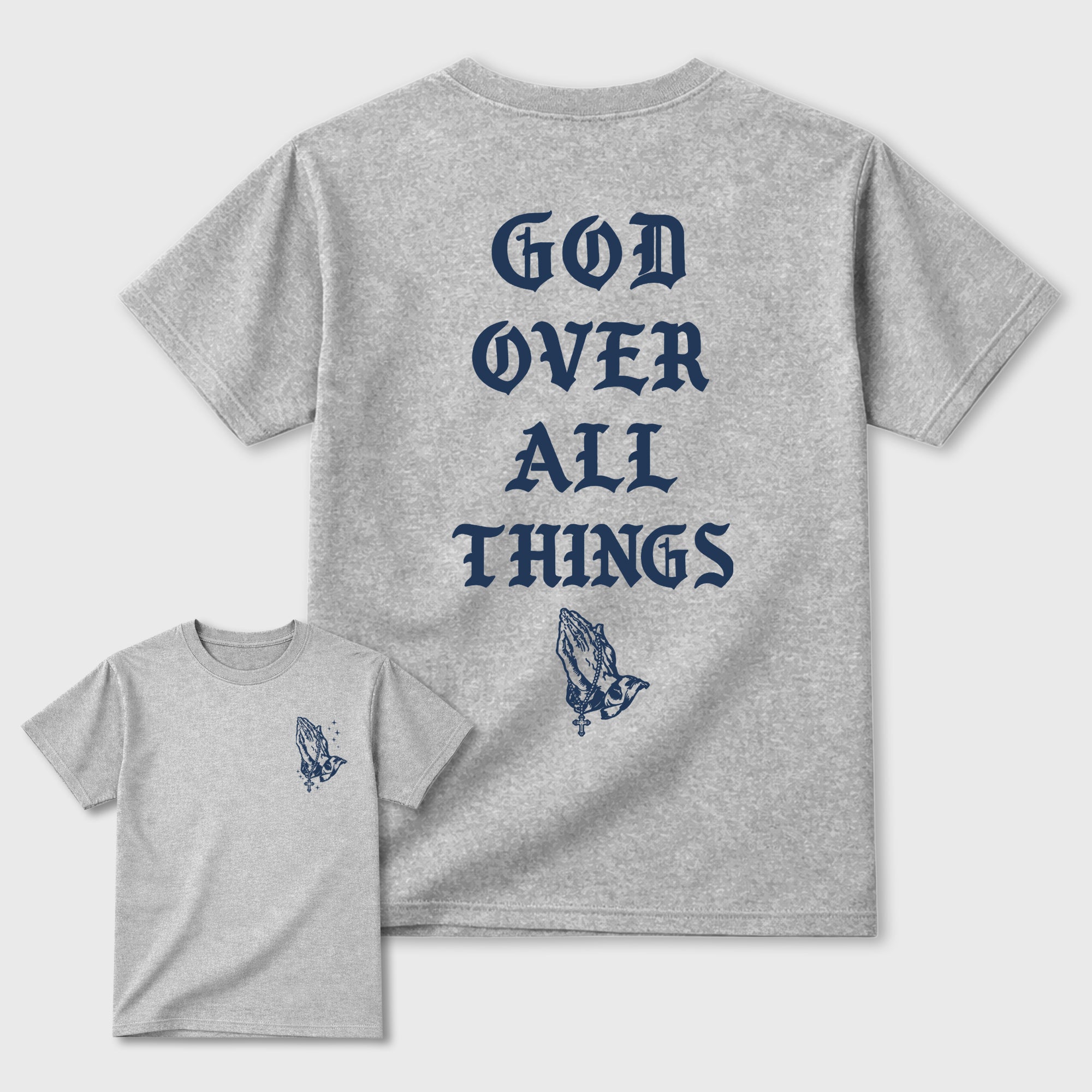 God Over All Things Graphic T-Shirt featuring original streetwear artwork designed to match the . Heather Grey Graphic T-Shirt.