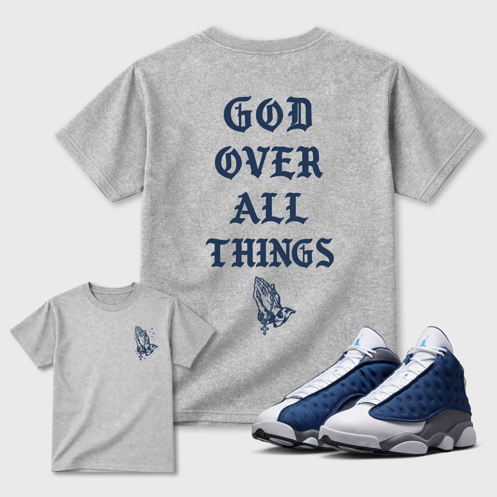 God Over All Things Graphic T-Shirt featuring original streetwear artwork designed to match the . Heather Grey Graphic T-Shirt.