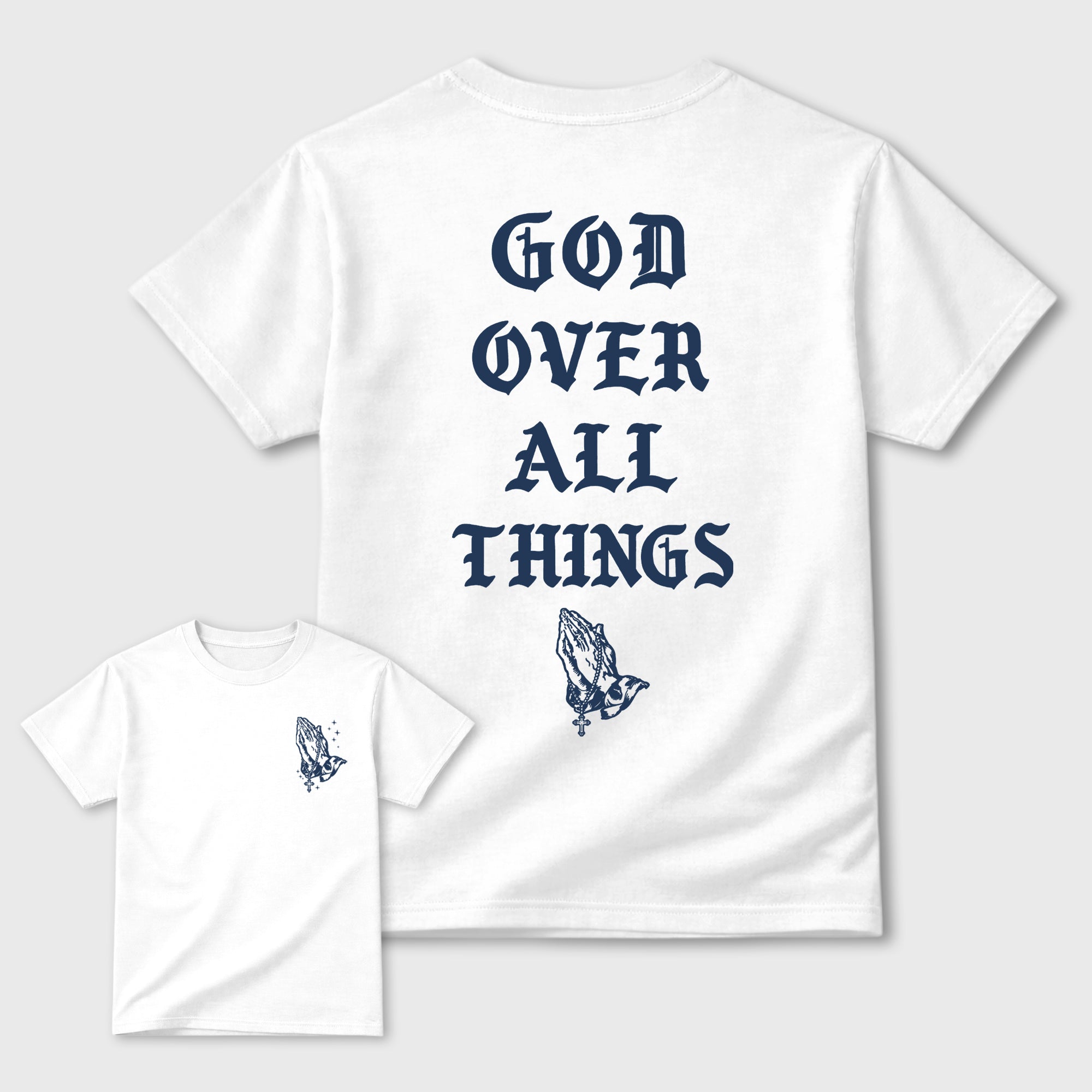 God Over All Things Graphic T-Shirt featuring original streetwear artwork designed to match the Air Jordan 13 Flint. White Graphic T-Shirt.