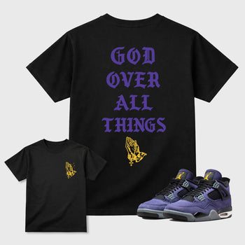 God Over All Things sneaker match t-shirt styled to complete your fit with the sneakers, shown in Black.