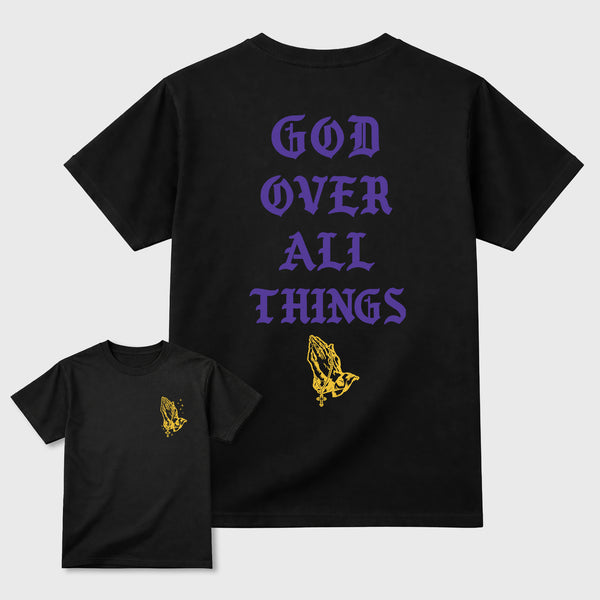 God Over All Things sneaker match t-shirt styled to complete your fit with the sneakers, shown in Black.