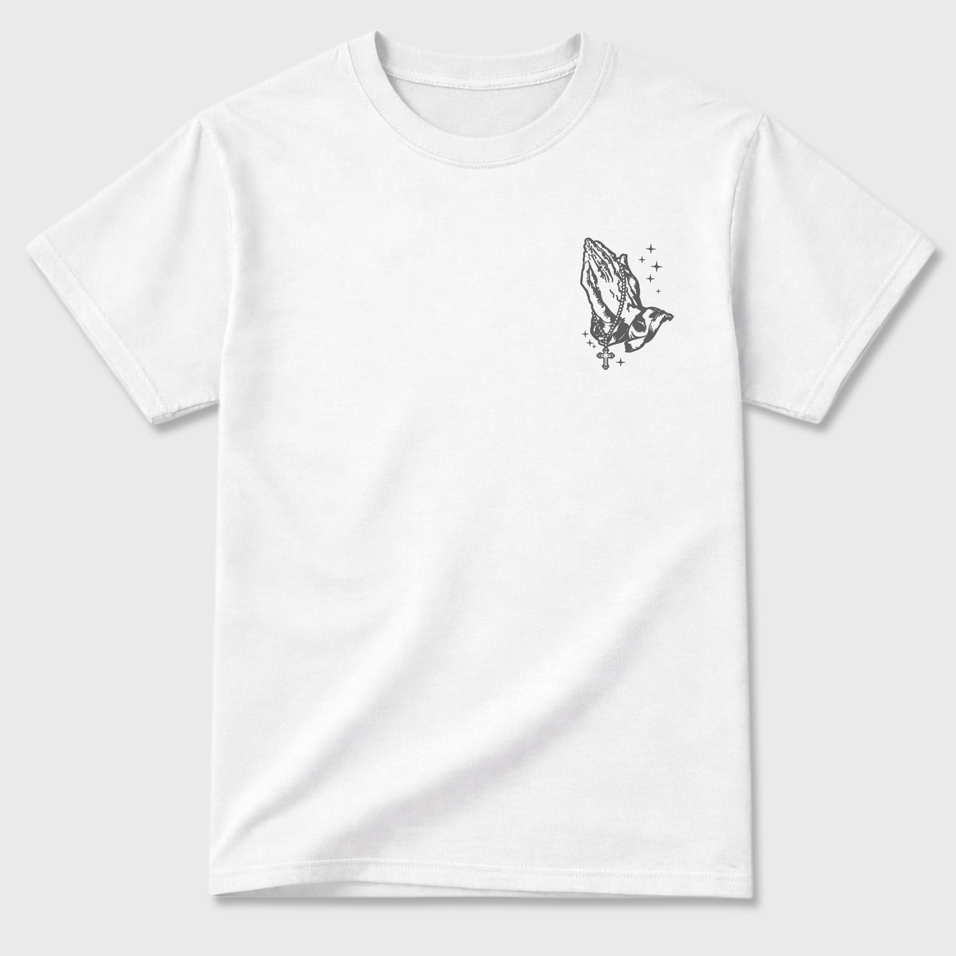 God Over All Things sneaker match t-shirt styled to complete your fit with the 5s Wolf Grey sneakers, shown in White.