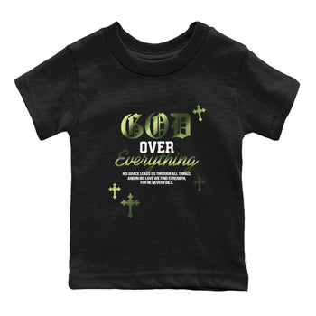 Best Christmas gifts for sneakerheads - Sneaker Tees To Match Air Foamposite One Pine Green Sneakers – God Over Everything Kids T-Shirt Black 2