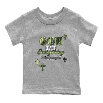 Best Christmas gifts for sneakerheads - Sneaker Tees To Match Air Foamposite One Pine Green Sneakers – God Over Everything Kids T-Shirt Heather Grey 2