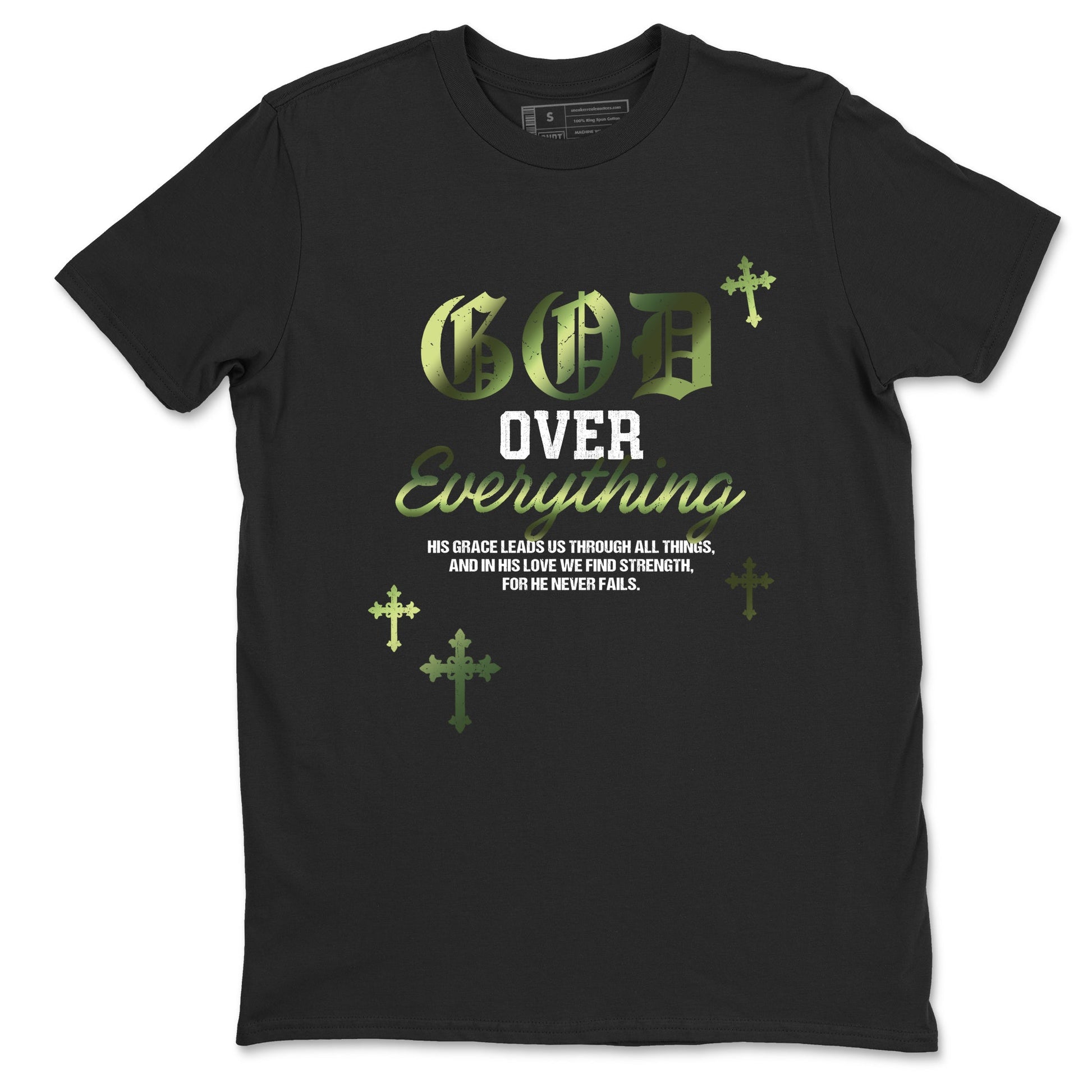 Best Christmas gifts for sneakerheads - Sneaker Tees To Match Air Foamposite One Pine Green Sneakers – God Over Everything Tee Black 2