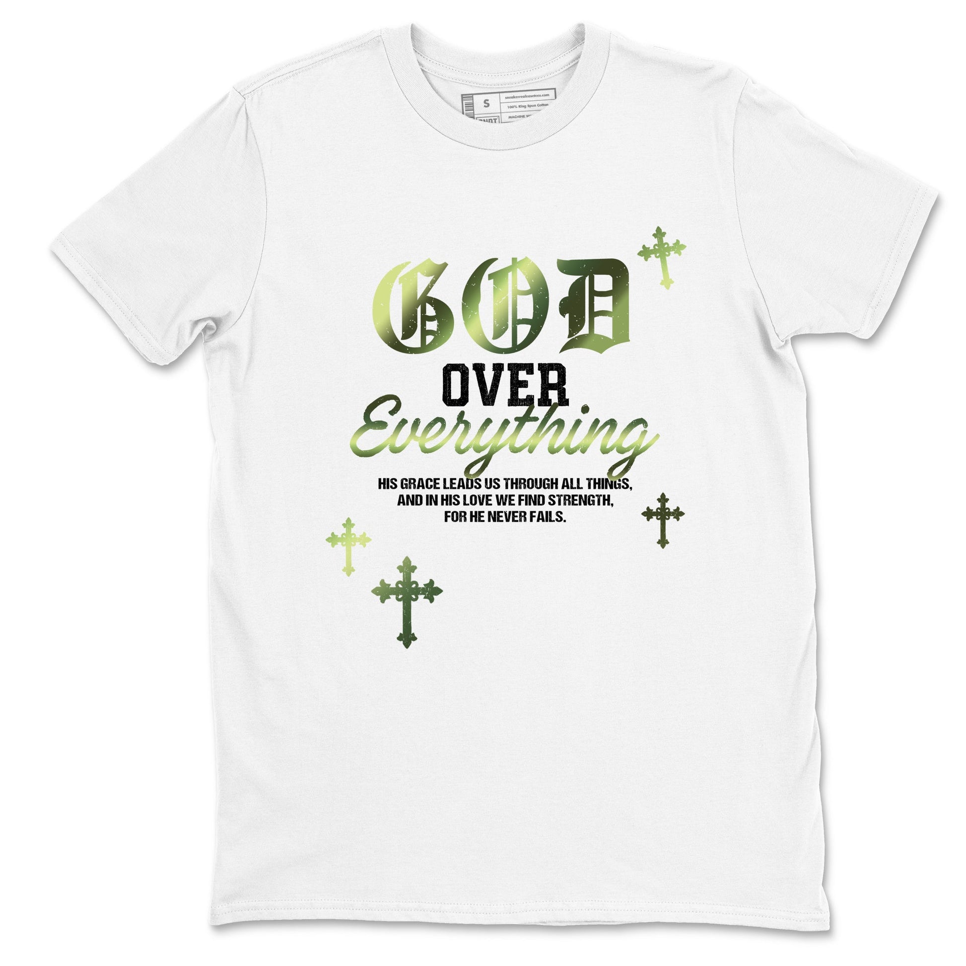 Best Christmas gifts for sneakerheads - Sneaker Tees To Match Air Foamposite One Pine Green Sneakers – God Over Everything Tee White 2