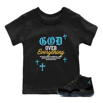 Sneaker match tees – Sneaker Tees To Match Air Jordan 11 Gamma Shoes – God Over Everything Kids T-Shirt Black 1