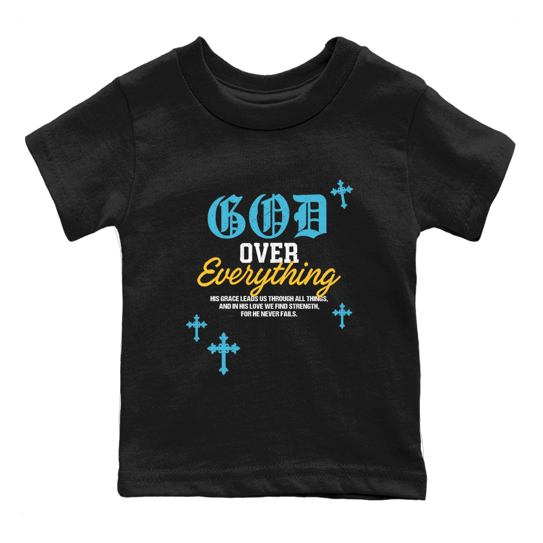 Sneaker match tees – Sneaker Tees To Match Air Jordan 11 Gamma Shoes – God Over Everything Kids T-Shirt Black 2