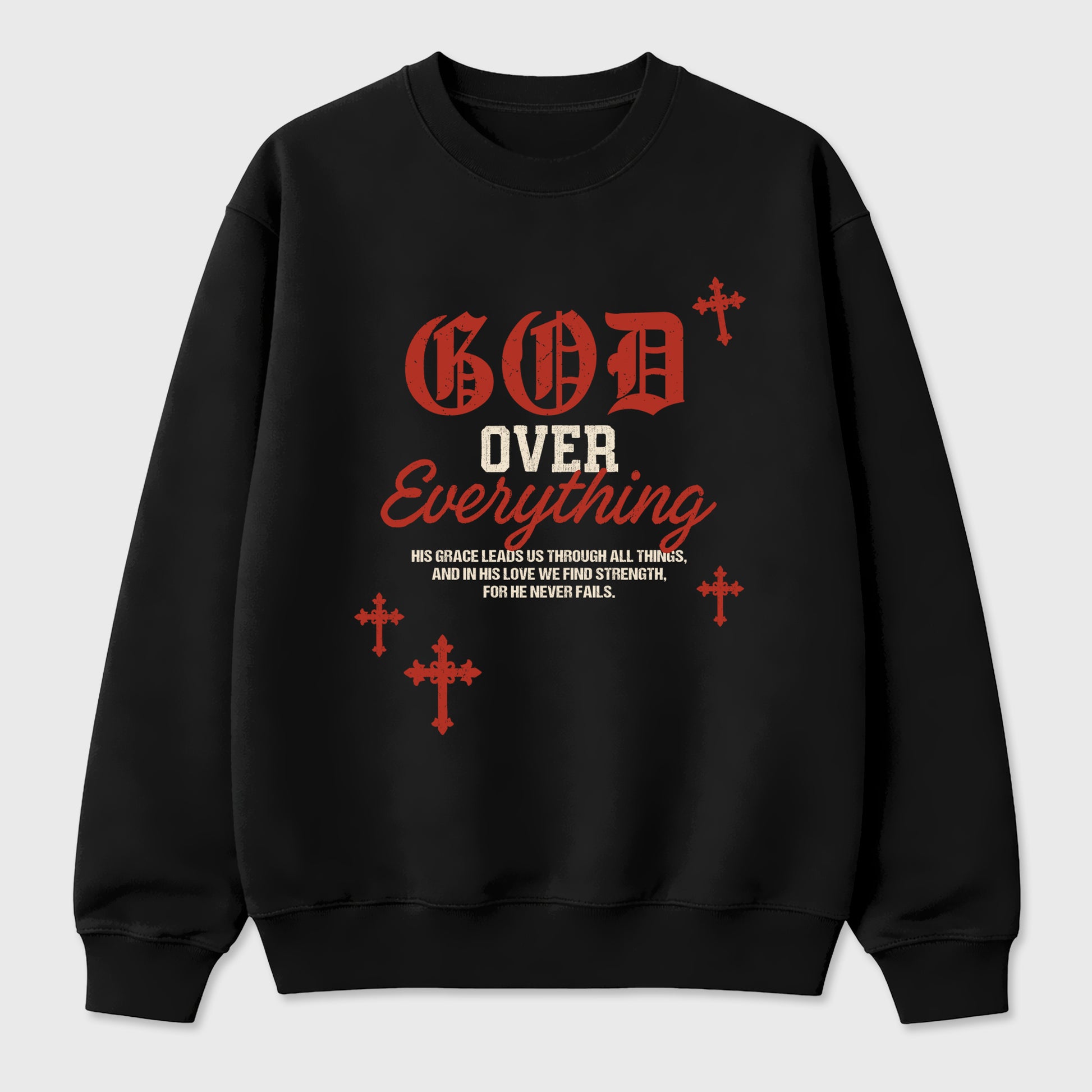 God Over Everything Graphic T-Shirt sneaker match tee designed for the Air Jordan 4 Brick After Brick, featuring coordinated color options for a perfect streetwear match. Black 2 shirt.