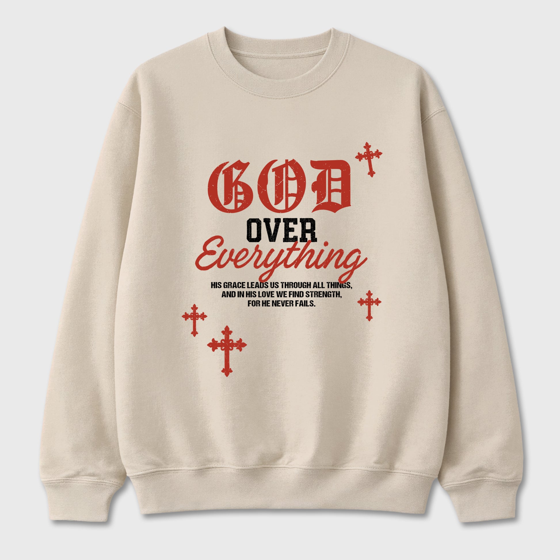 God Over Everything Graphic T-Shirt sneaker match tee designed for the Air Jordan 4 Brick After Brick, featuring coordinated color options for a perfect streetwear match. Natural 2 shirt.