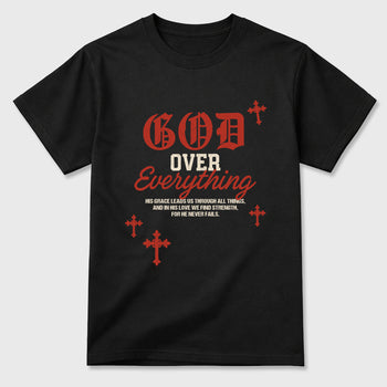 God Over Everything Graphic T-Shirt sneaker match tee designed for the Air Jordan 4 Brick After Brick, featuring coordinated color options for a perfect streetwear match. Black 2 shirt.