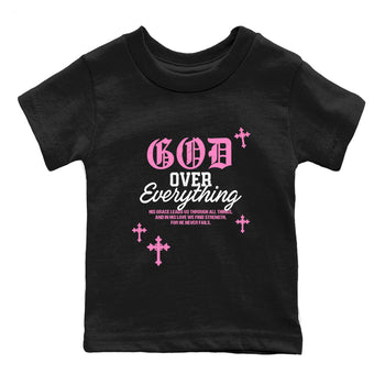 Sneaker match tees – Sneaker Tees To Match Air Jordan 4 Pink Thunder Shoes – God Over Everything Kids T-Shirt Black 2