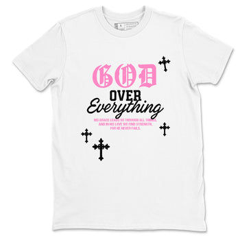Sneaker match tees – Sneaker Tees To Match Air Jordan 4 Pink Thunder Shoes – God Over Everything Tee White 2