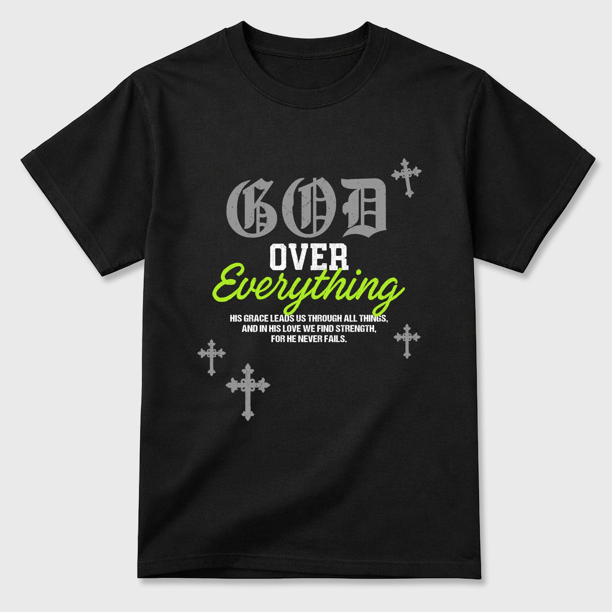 Sneakerfit graphic tee destination – Sneaker Tees To Match Air Max 90 Neon Yellow Sneakers – God Over Everything Tee Black 2