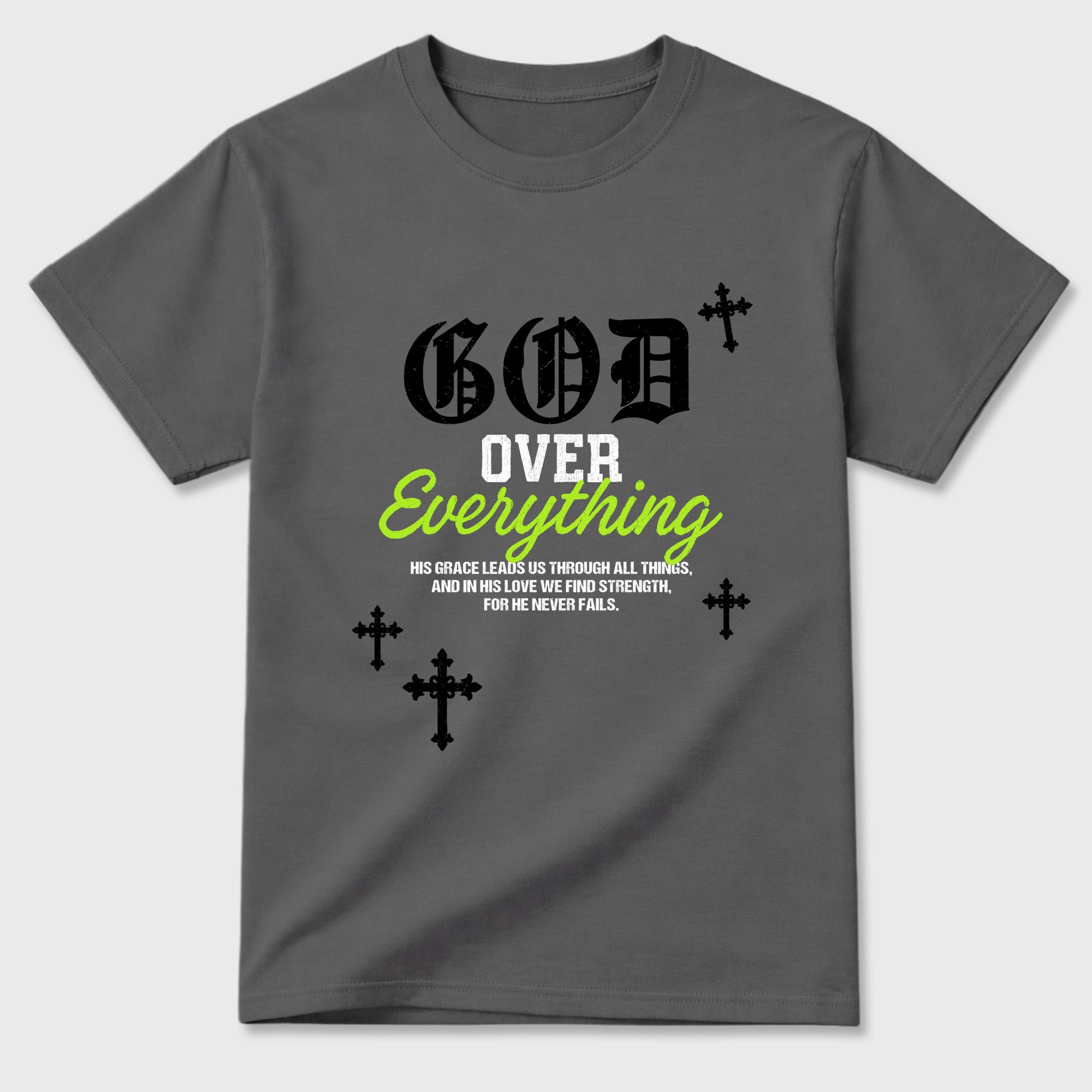 Sneakerfit graphic tee destination – Sneaker Tees To Match Air Max 90 Neon Yellow Sneakers – God Over Everything Tee Cool Grey 2