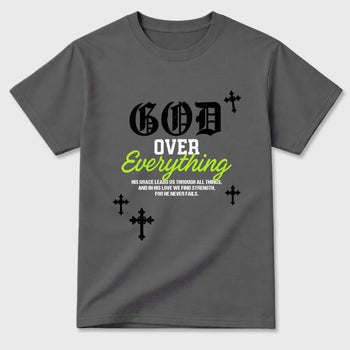 Sneakerfit graphic tee destination – Sneaker Tees To Match Air Max 90 Neon Yellow Sneakers – God Over Everything Tee Cool Grey 2