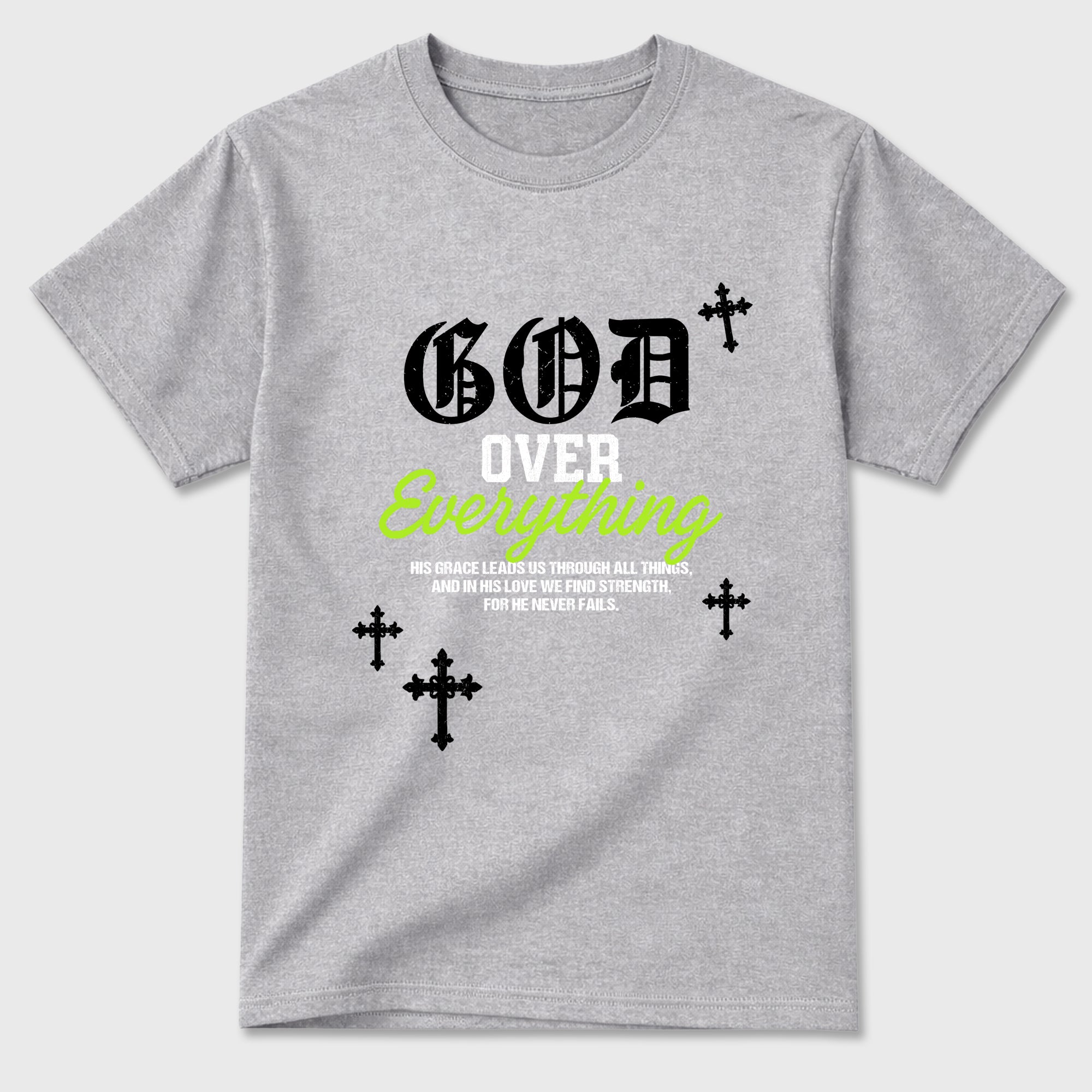 Sneakerfit graphic tee destination – Sneaker Tees To Match Air Max 90 Neon Yellow Sneakers – God Over Everything Tee Heather Grey 2
