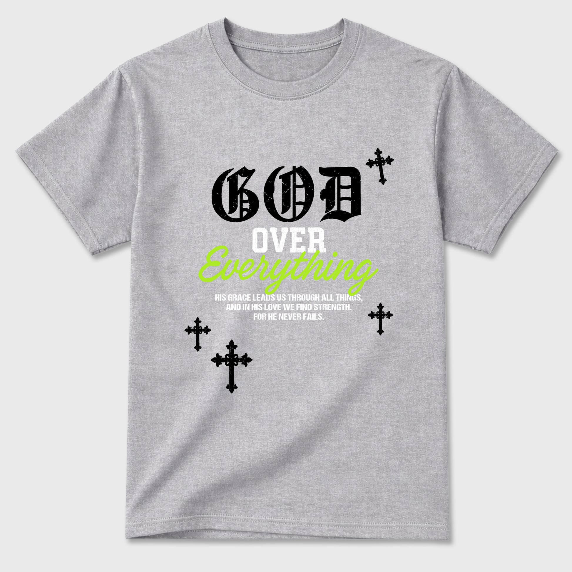 Sneakerfit graphic tee destination – Sneaker Tees To Match Air Max 90 Neon Yellow Sneakers – God Over Everything Tee Heather Grey 2