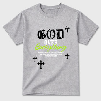 Sneakerfit graphic tee destination – Sneaker Tees To Match Air Max 90 Neon Yellow Sneakers – God Over Everything Tee Heather Grey 2